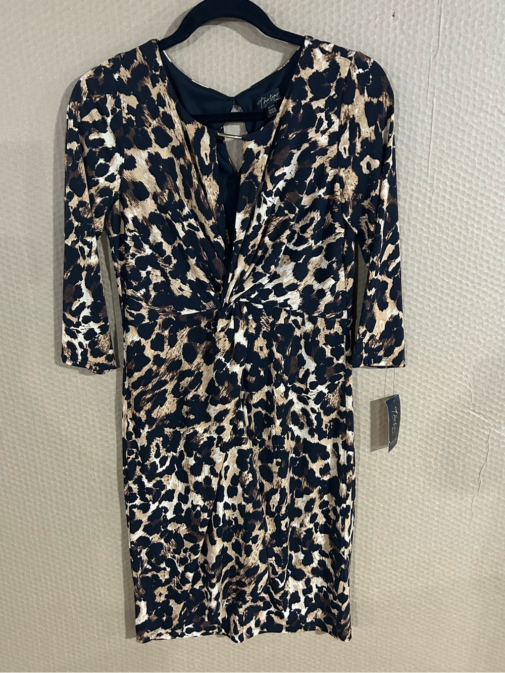 Thalia Sodi Leopard Twist-Front Dress in Black and Brown